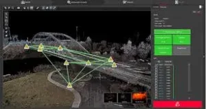Leica geosystems interface showcasing Leica Geosystems software performing 3D laser scanning for construction and infrastructure projects.